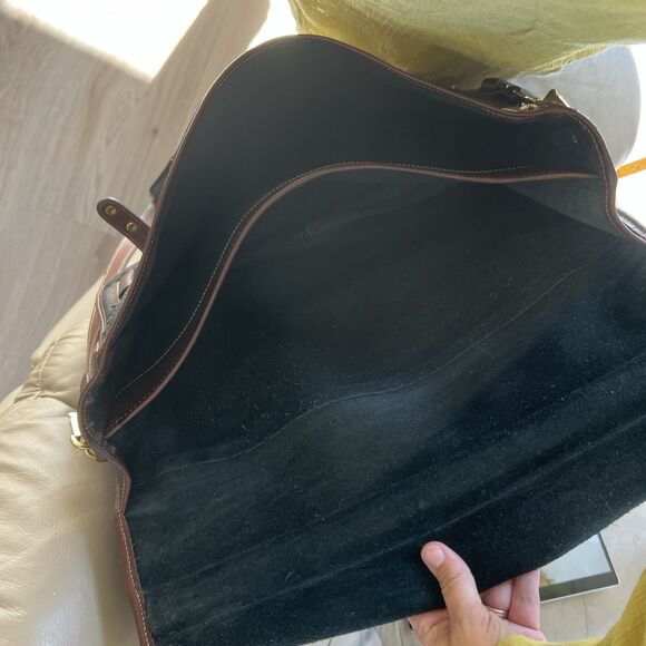 Roots Canada Leather Laptop Messenger Bag Breifcase Crossbody Black Brown - Picture 11 of 11